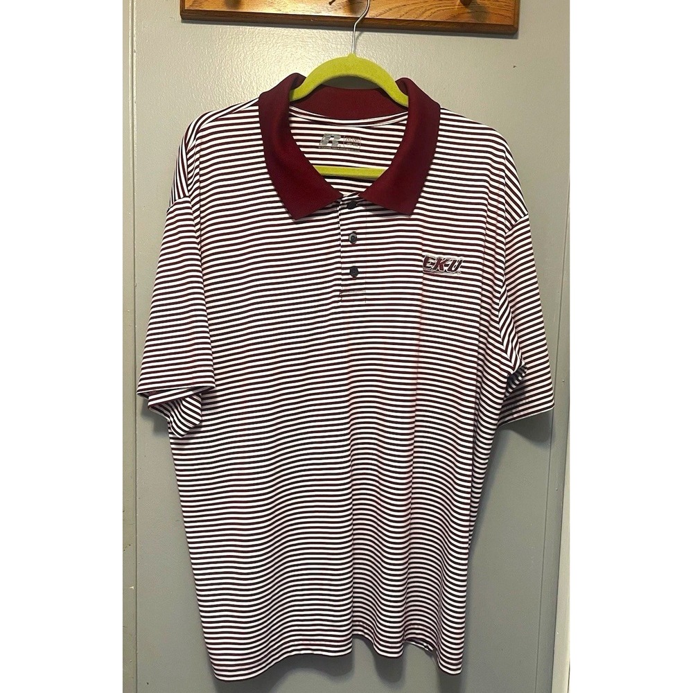 Russell Athletic EKU Striped Polo Shirt Maroon/White Men's 2XL